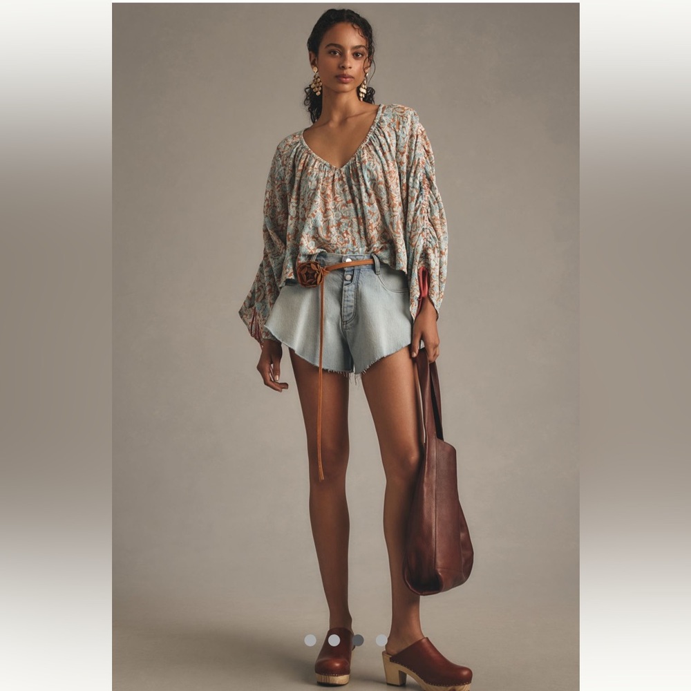 By Anthropologie Long-Sleeve
Shirred Blouse Size S